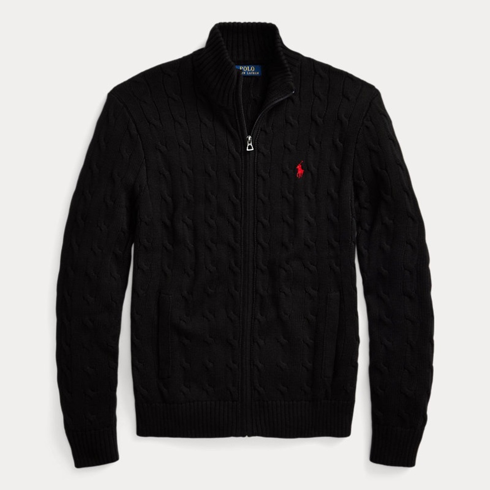 Polo Ralph Lauren Cable-Knit Cotton Full-Zip Sweater